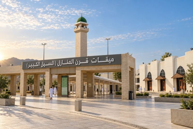 مدخل ميقات قرن المنازل بالسيل الكبير وساحته الخارجية